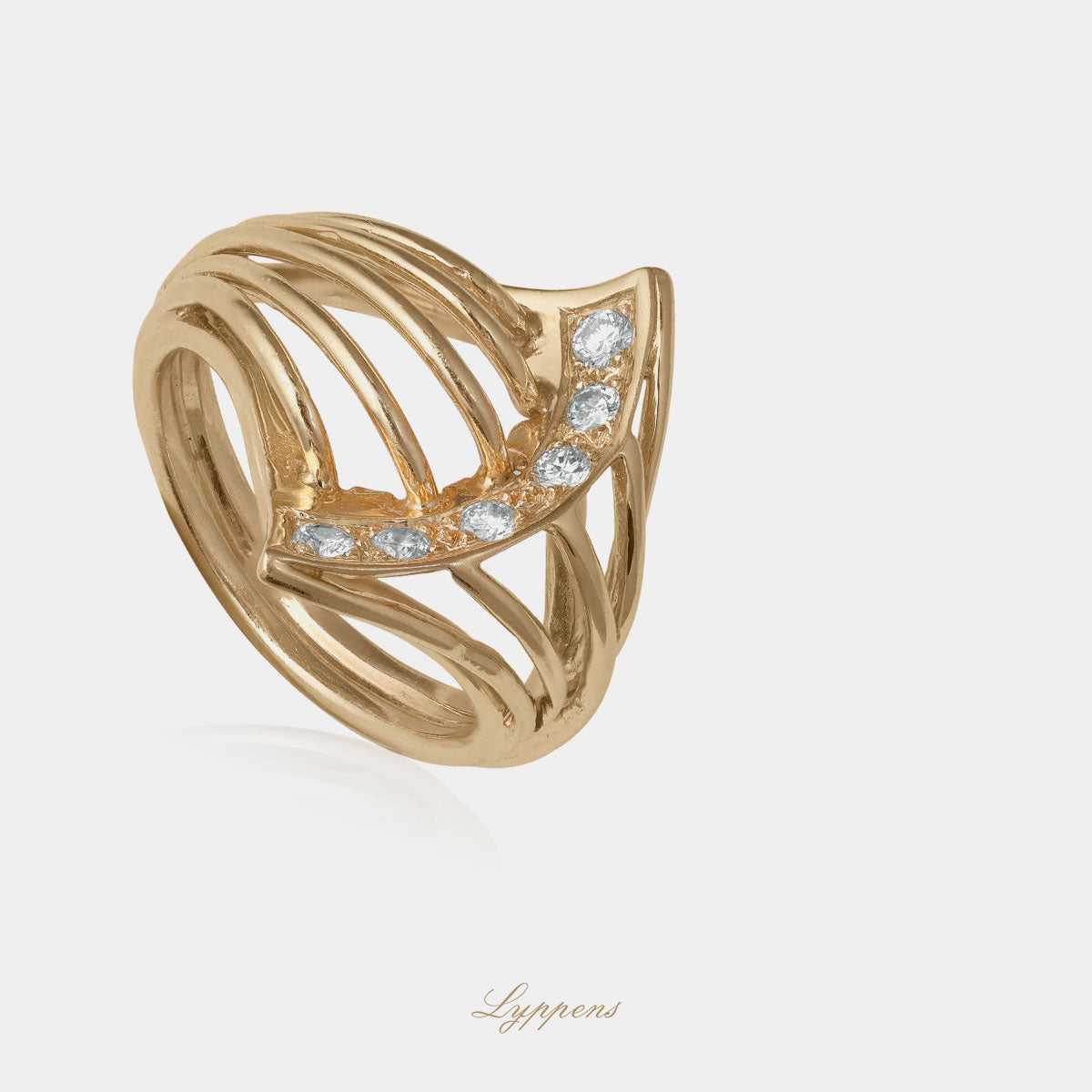 Geelgouden vintage ring met diamant