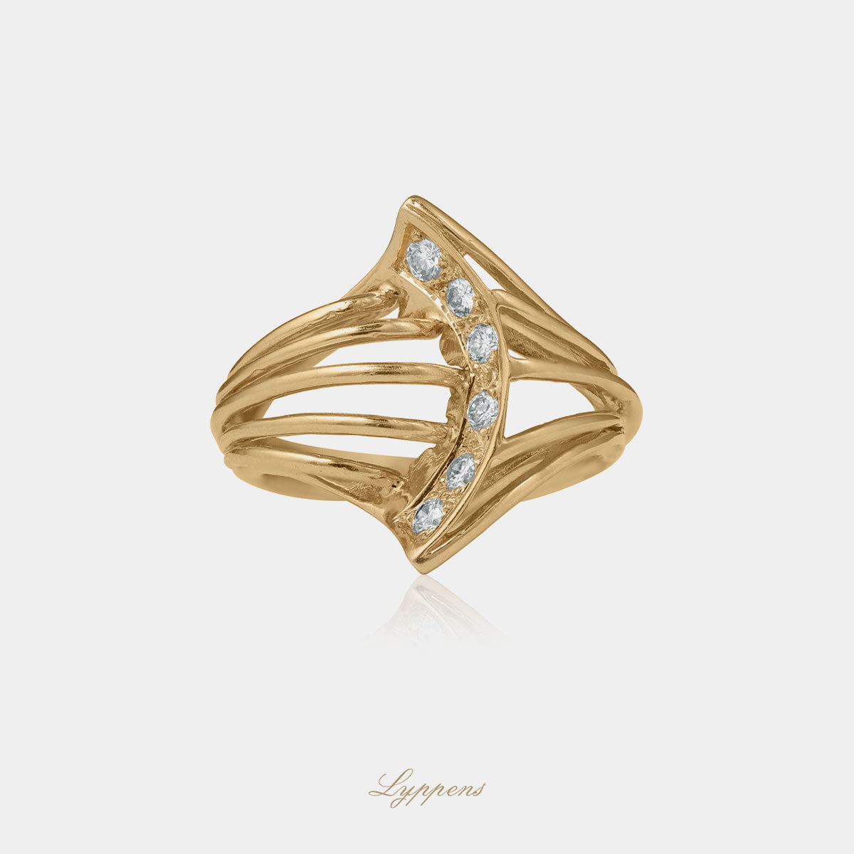 Geelgouden vintage ring met diamant