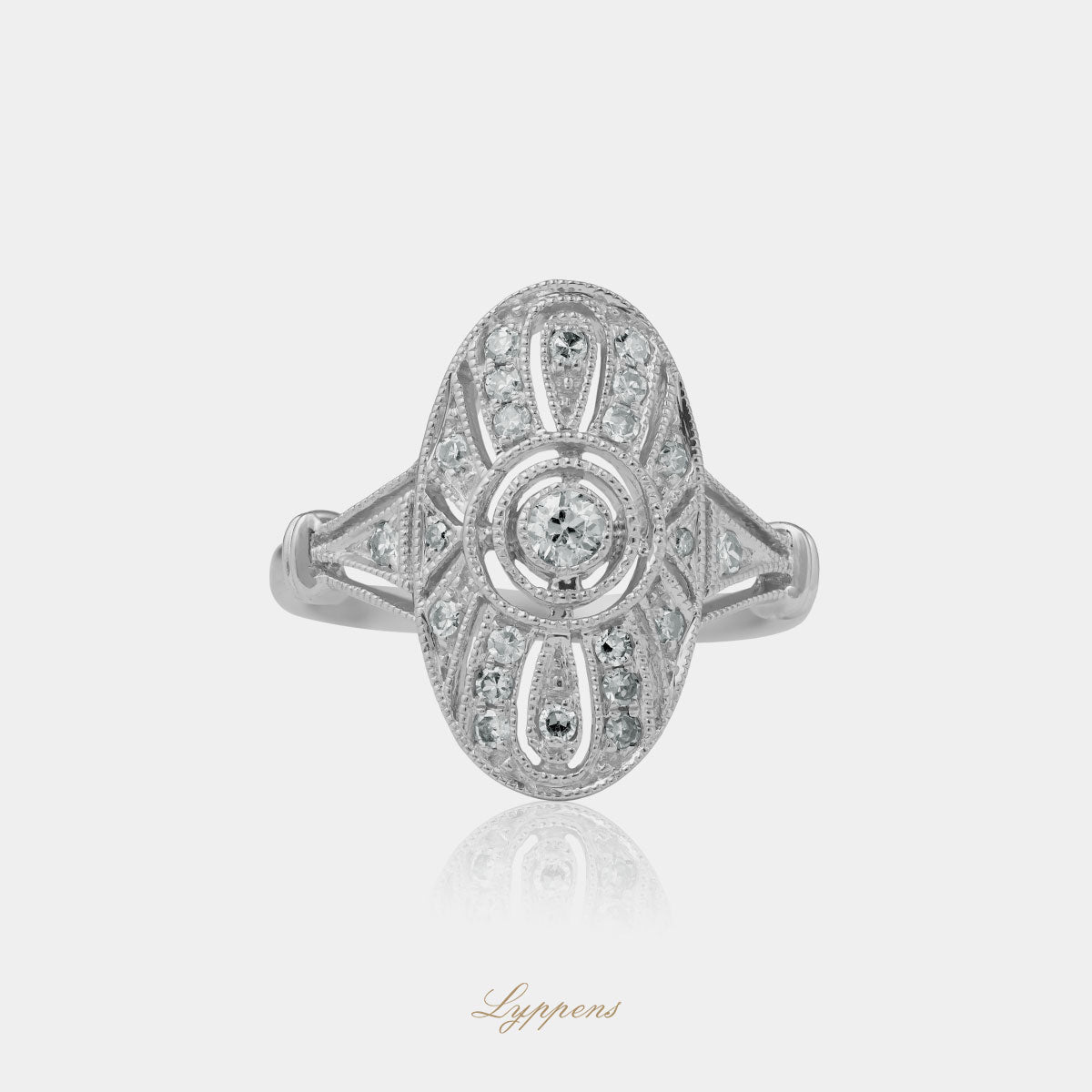 Witgouden Art Deco stijl ring met diamant