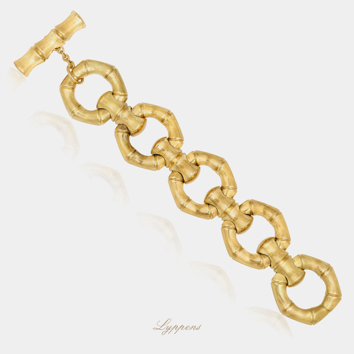 Yellow gold vintage 1970s bamboo bracelet