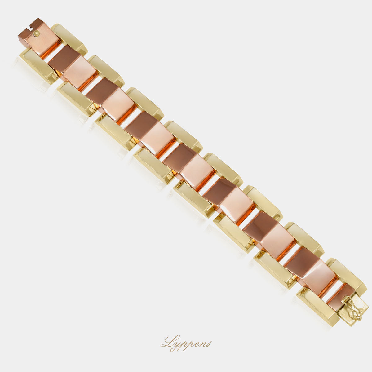 Geel- met roségouden vintage jaren ‘40 tank armband