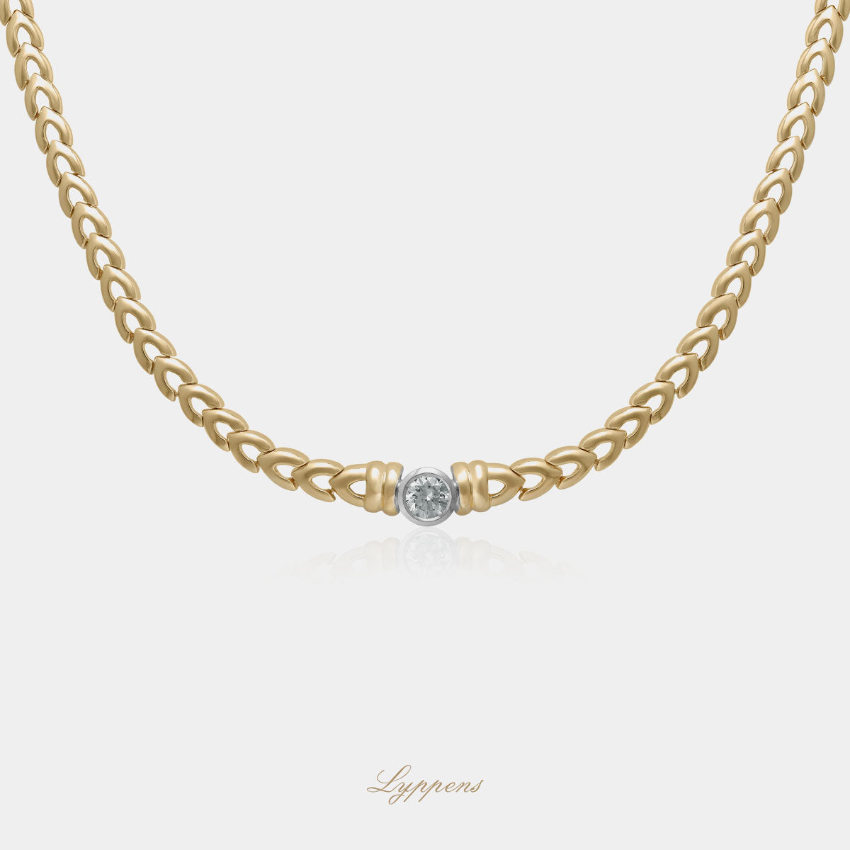Yellow and white gold vintage necklace with diamond
