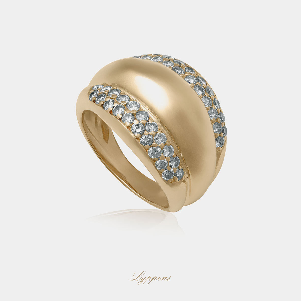 Geelgouden vintage jaren '70 ring gezet met briljant geslepen diamant.