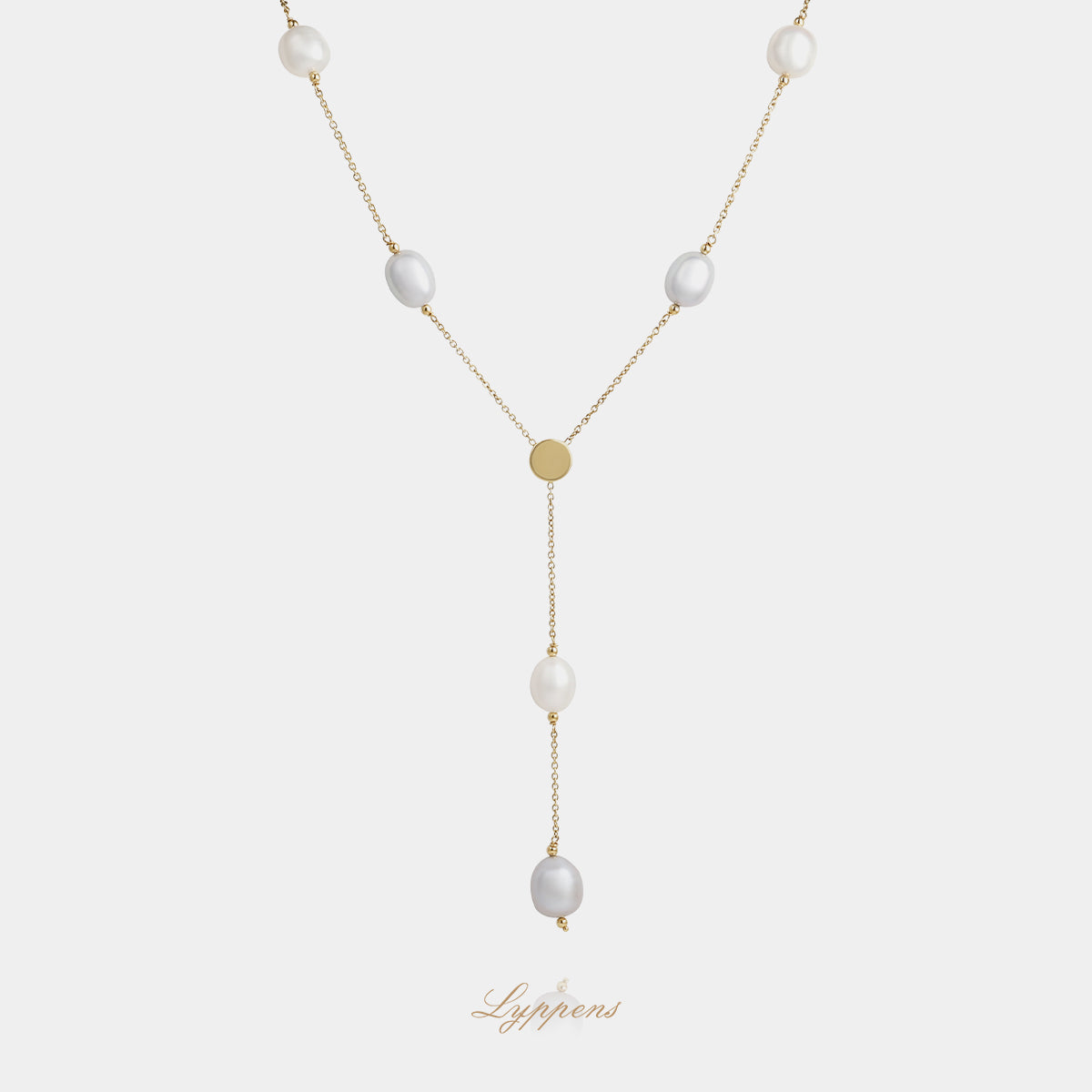 Geelgouden Y-collier met zoetwaterparels