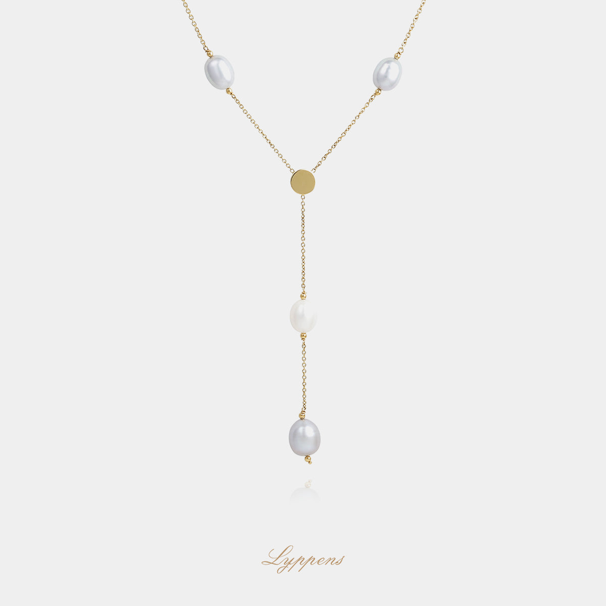 Geelgouden Y-collier met zoetwaterparels