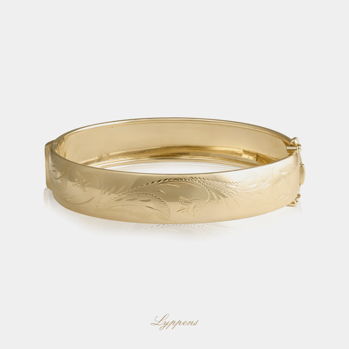 14kt geelgouden vintage armband uit de jaren 70 met florale gravure