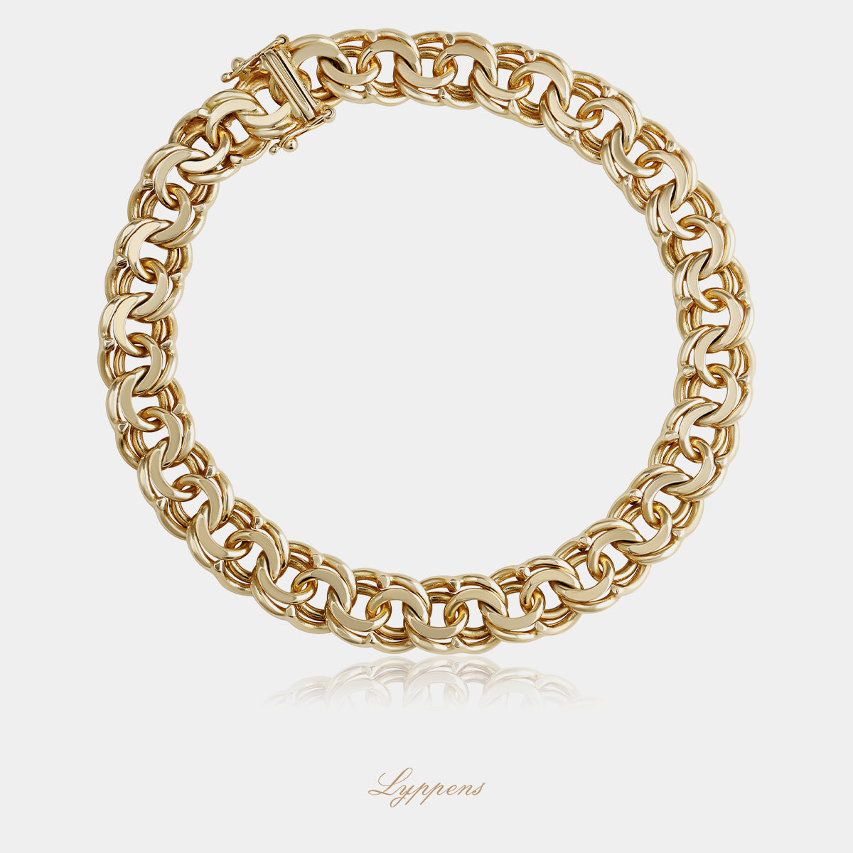 Geelgouden vintage fantasieschakelarmband