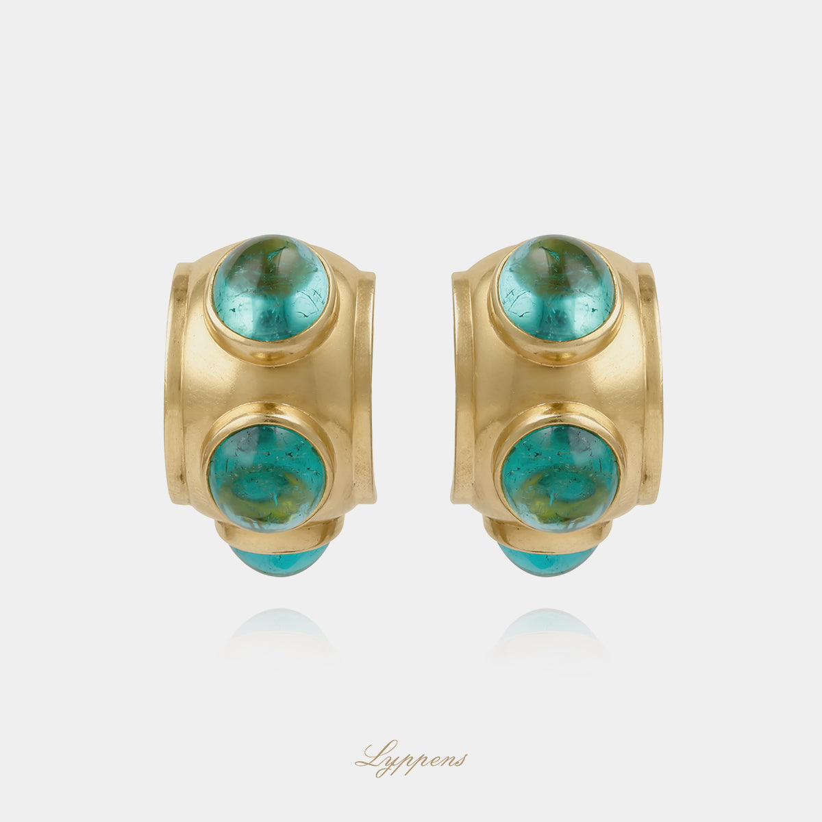 Geelgouden vintage oorbellen met toermalijn