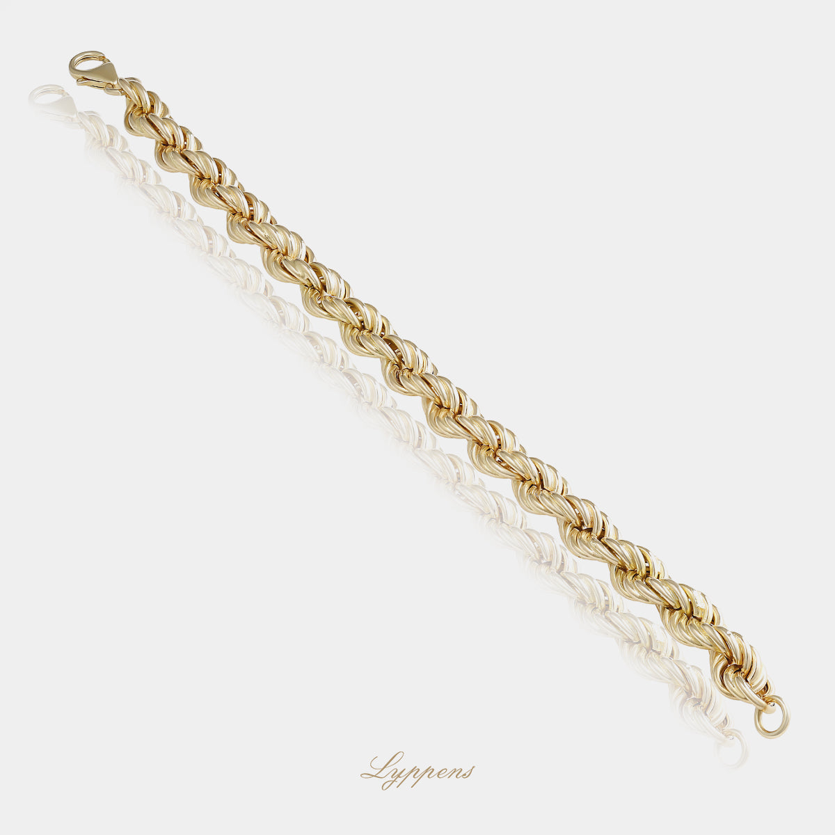 14 karaat geelgouden vintage armband met karakteristieke gedraaide koordschakels en een breedte van 8mm
