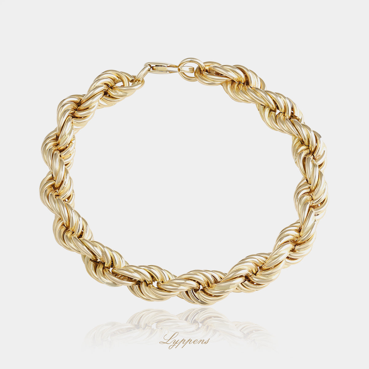 Vintage armband van 14kt geelgoud, uitgevoerd met decoratief gedraaide koordschakels, breedte 8mm