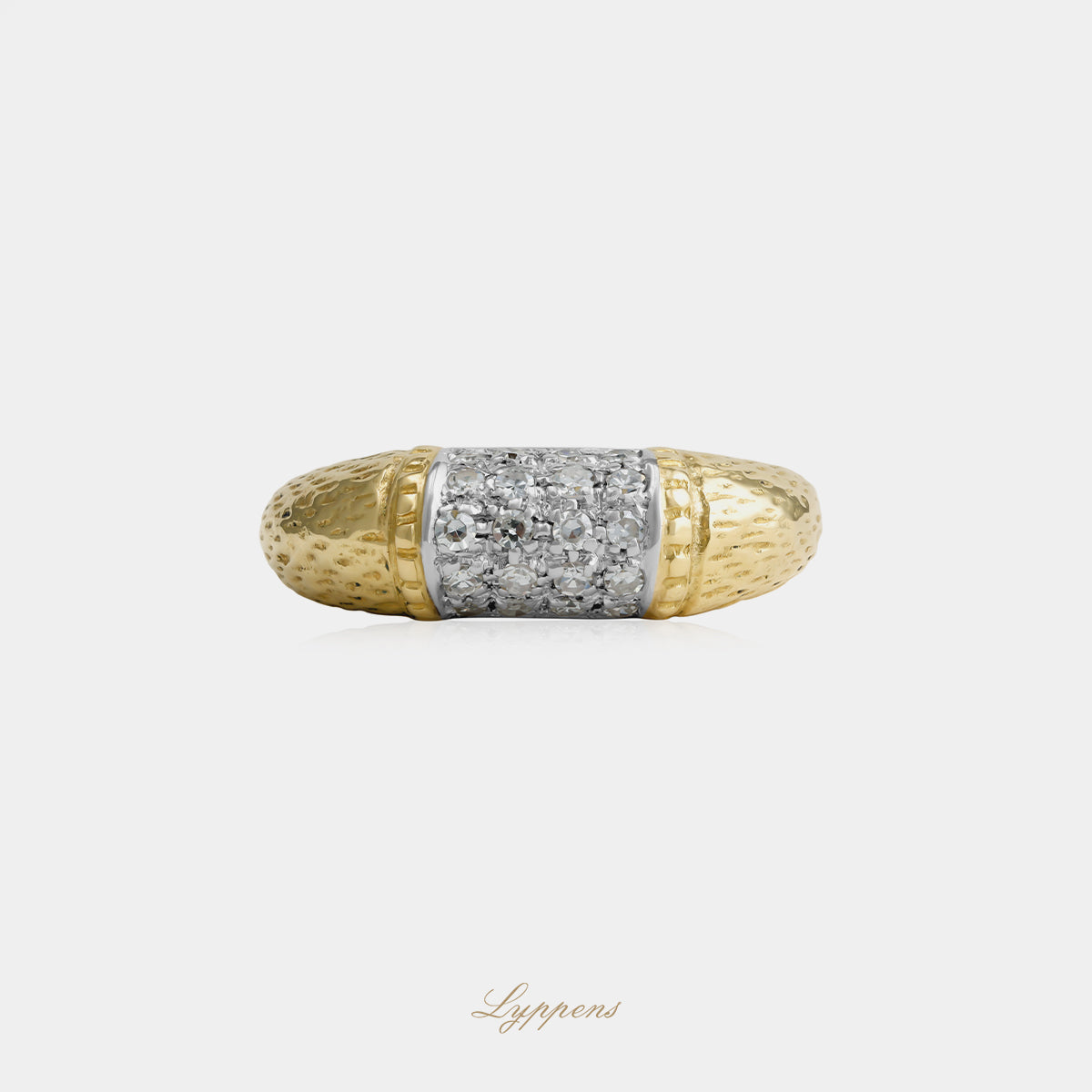 Geelgouden vintage jaren ‘70 ring met diamant