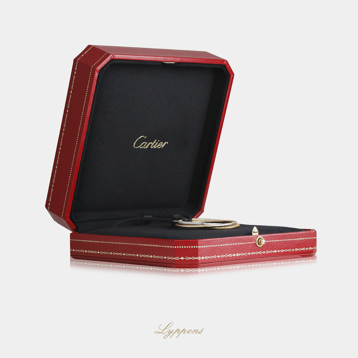Gesigneerde Cartier Trinity Large diamanten hanger in 18kt tricolor goud, volledig pavé gezet met ca. 3.20ct diamant, diameter 4.3cm