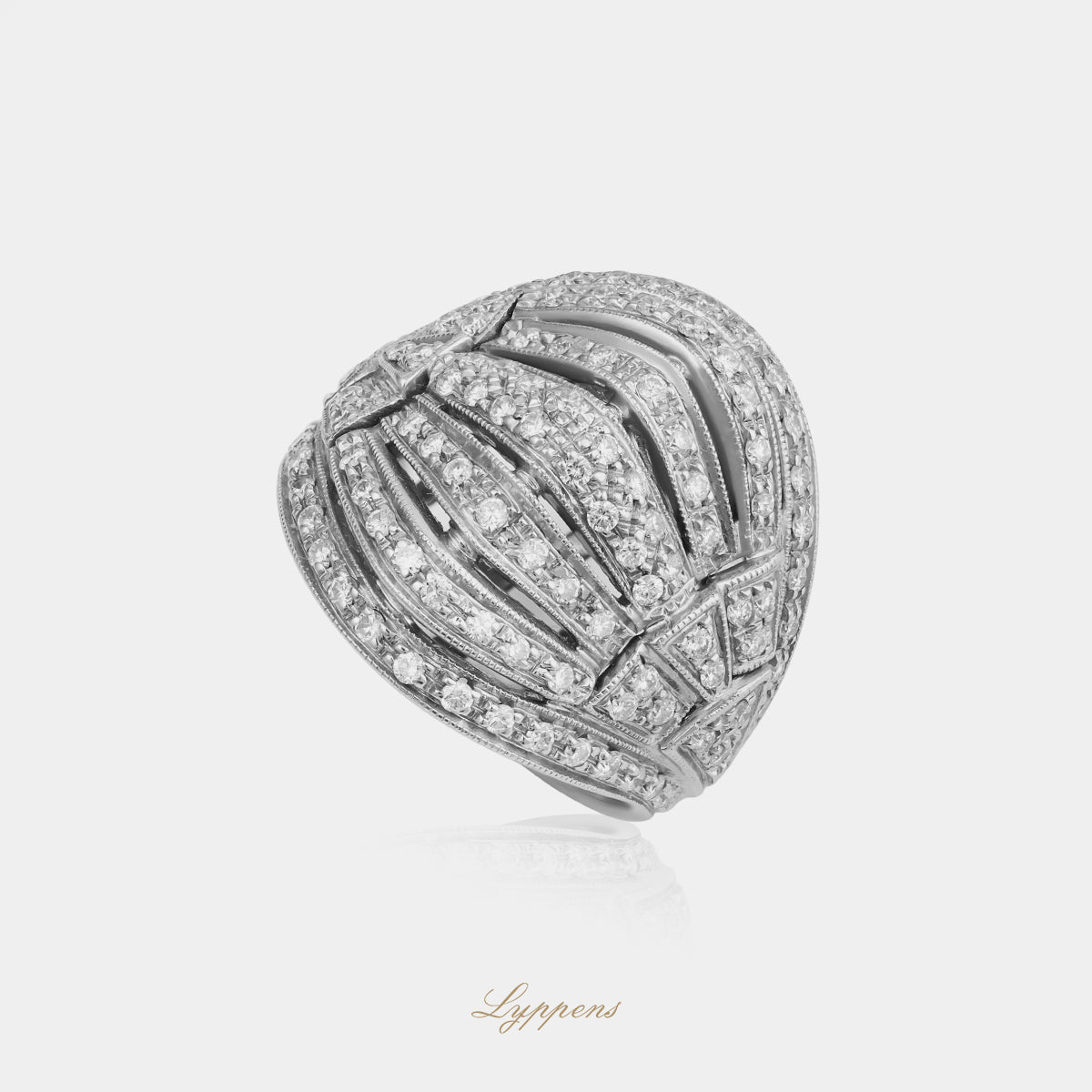 Vintage 18 karaat witgouden ring met millegrain en ca. 1.00ct briljant diamant