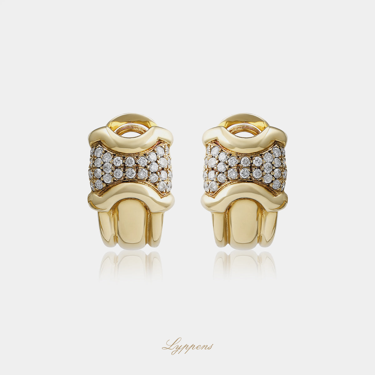 Geelgouden vintage jaren ‘80 oorbellen met diamant