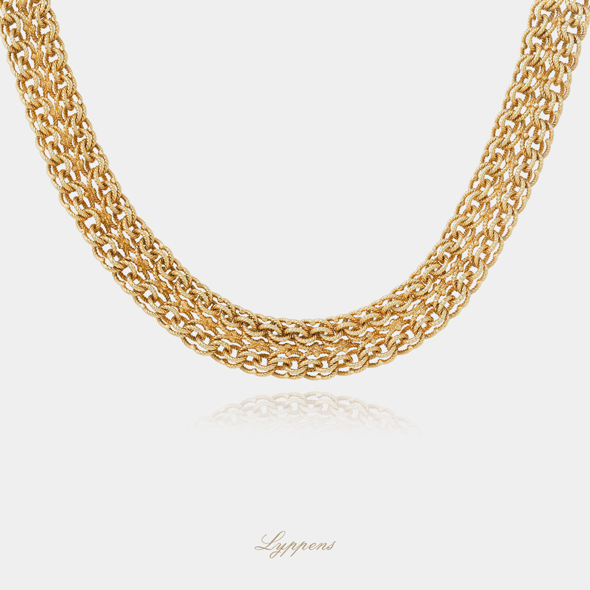 Geelgouden vintage fantasie schakelcollier