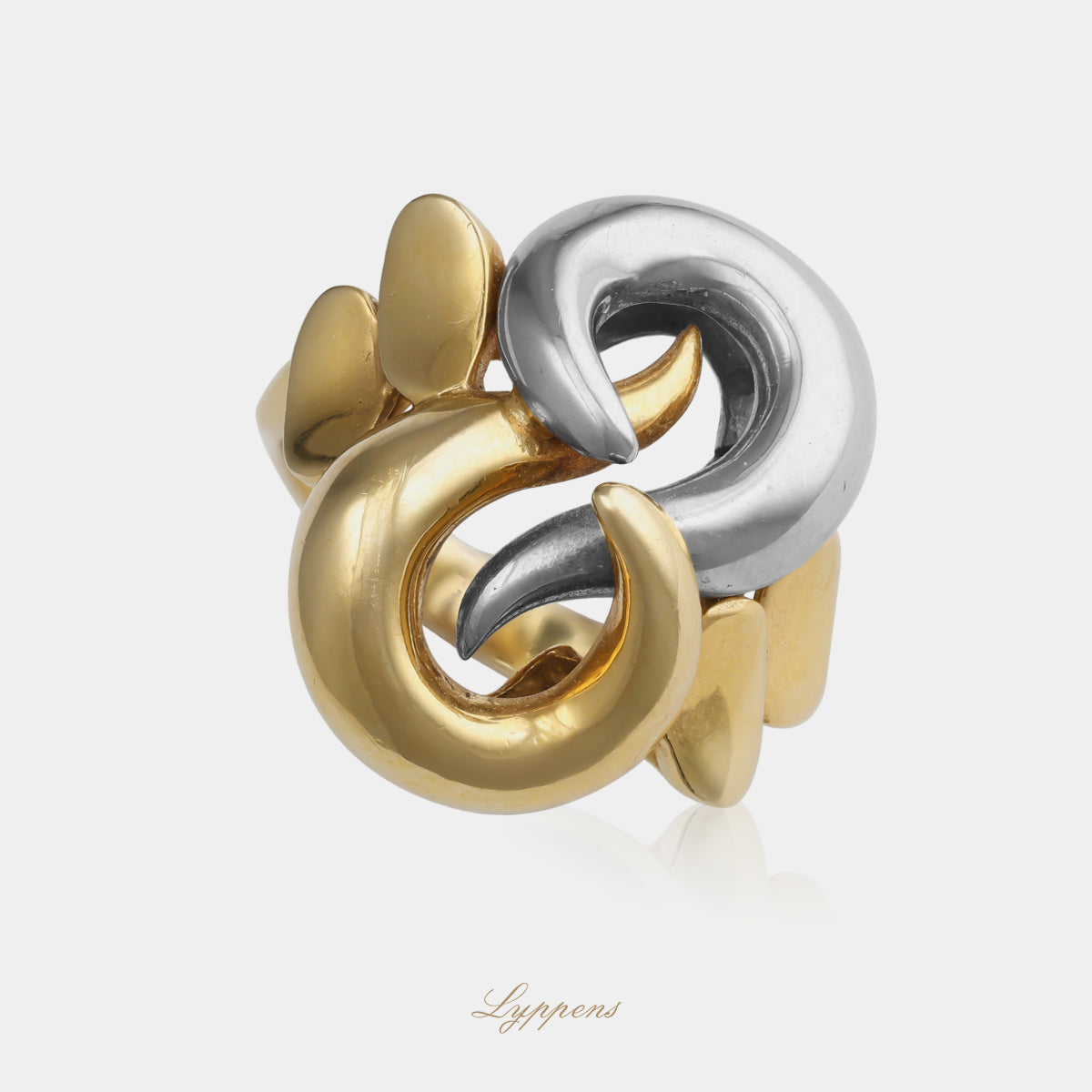 Geel-met witgouden vintage jaren ‘80 ring