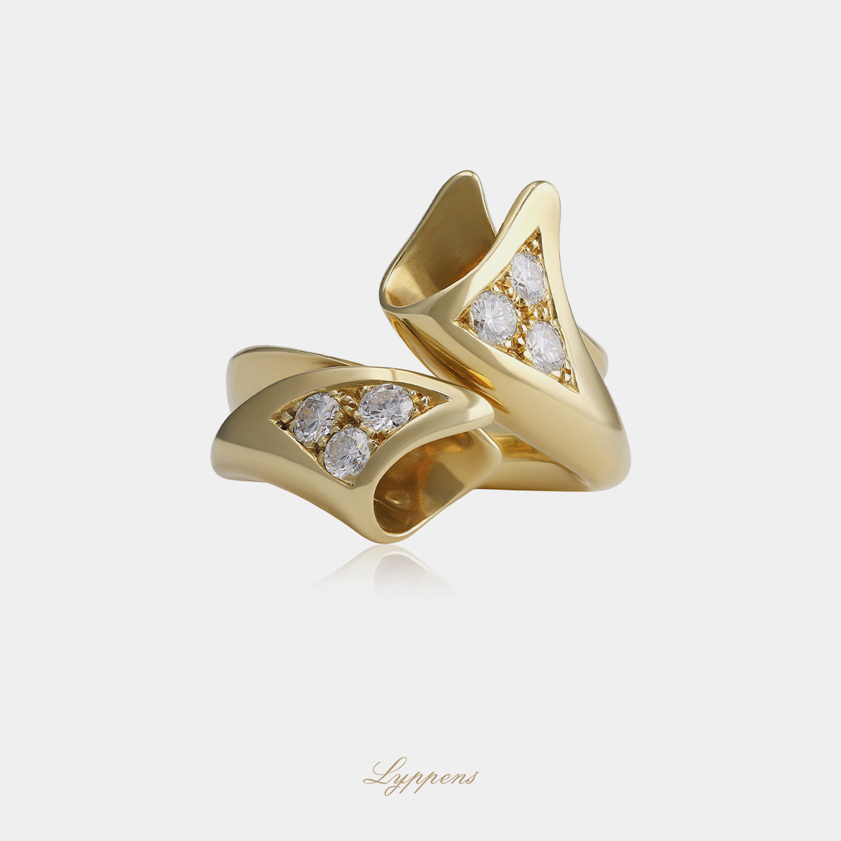 Geelgouden vintage jaren ‘90 ring met diamant