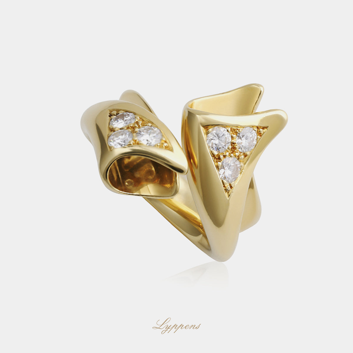 Geelgouden vintage jaren ‘90 ring met diamant