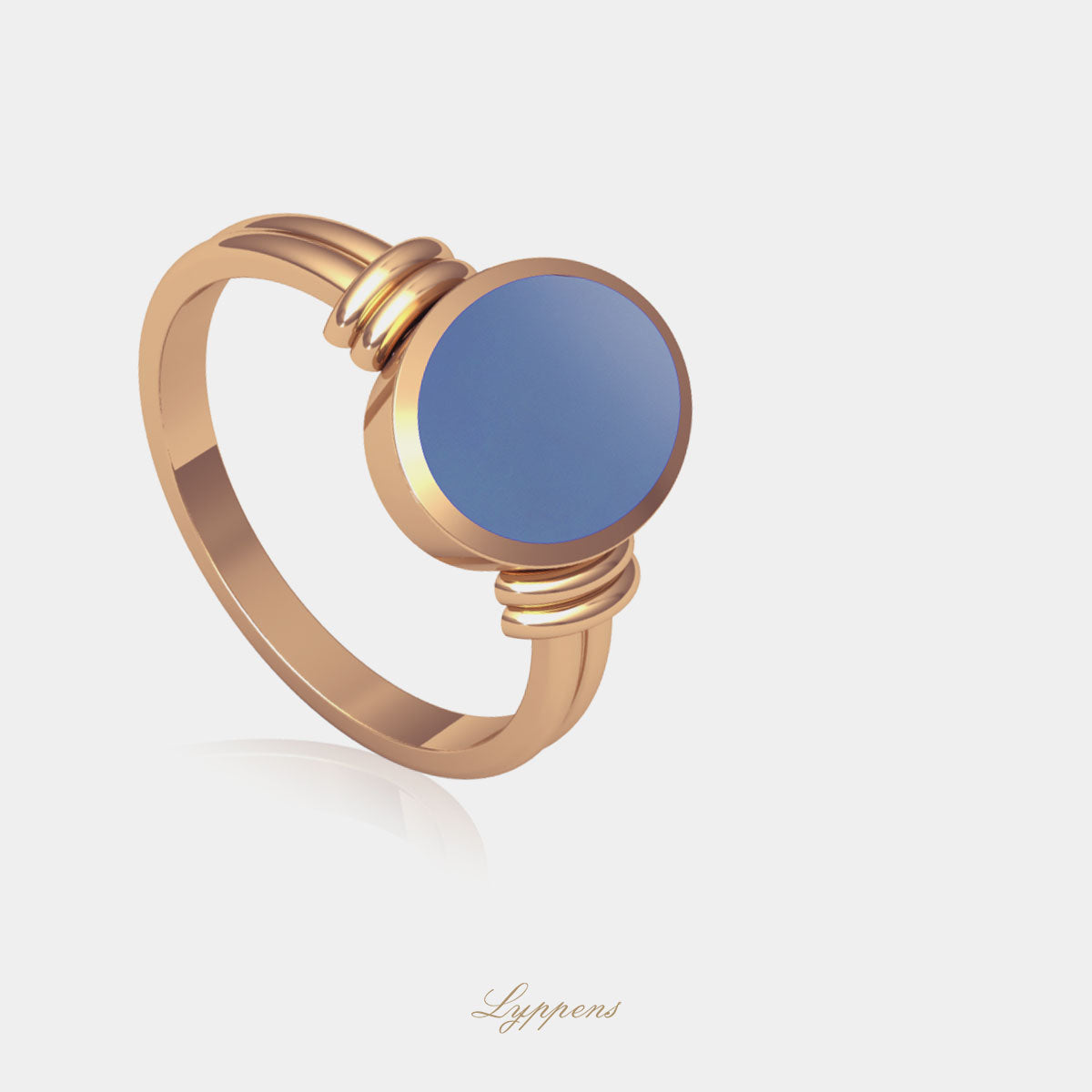 Rose gold signet ring with layer stone