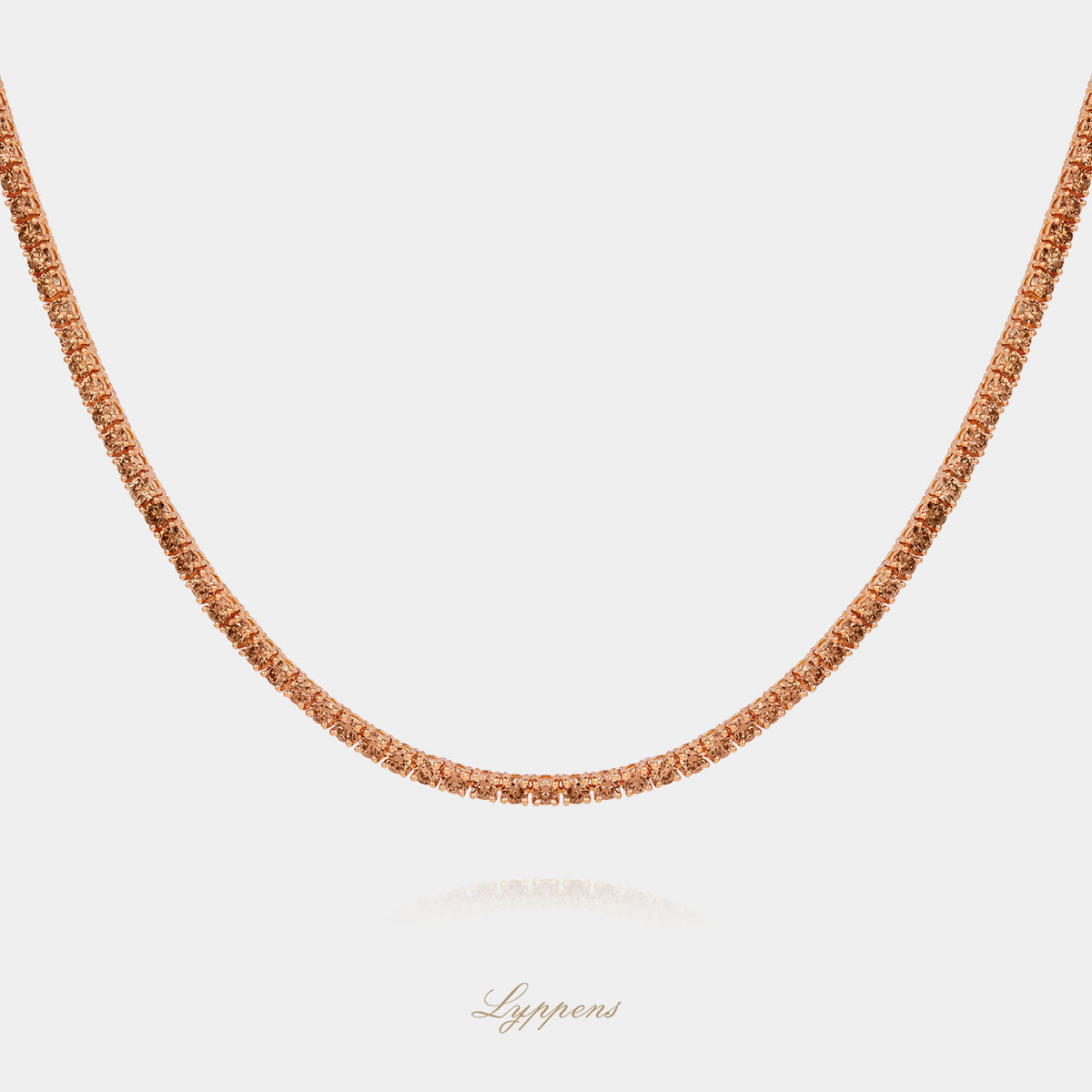 Rose gold tennis necklace with brown diamond 8.90ct.