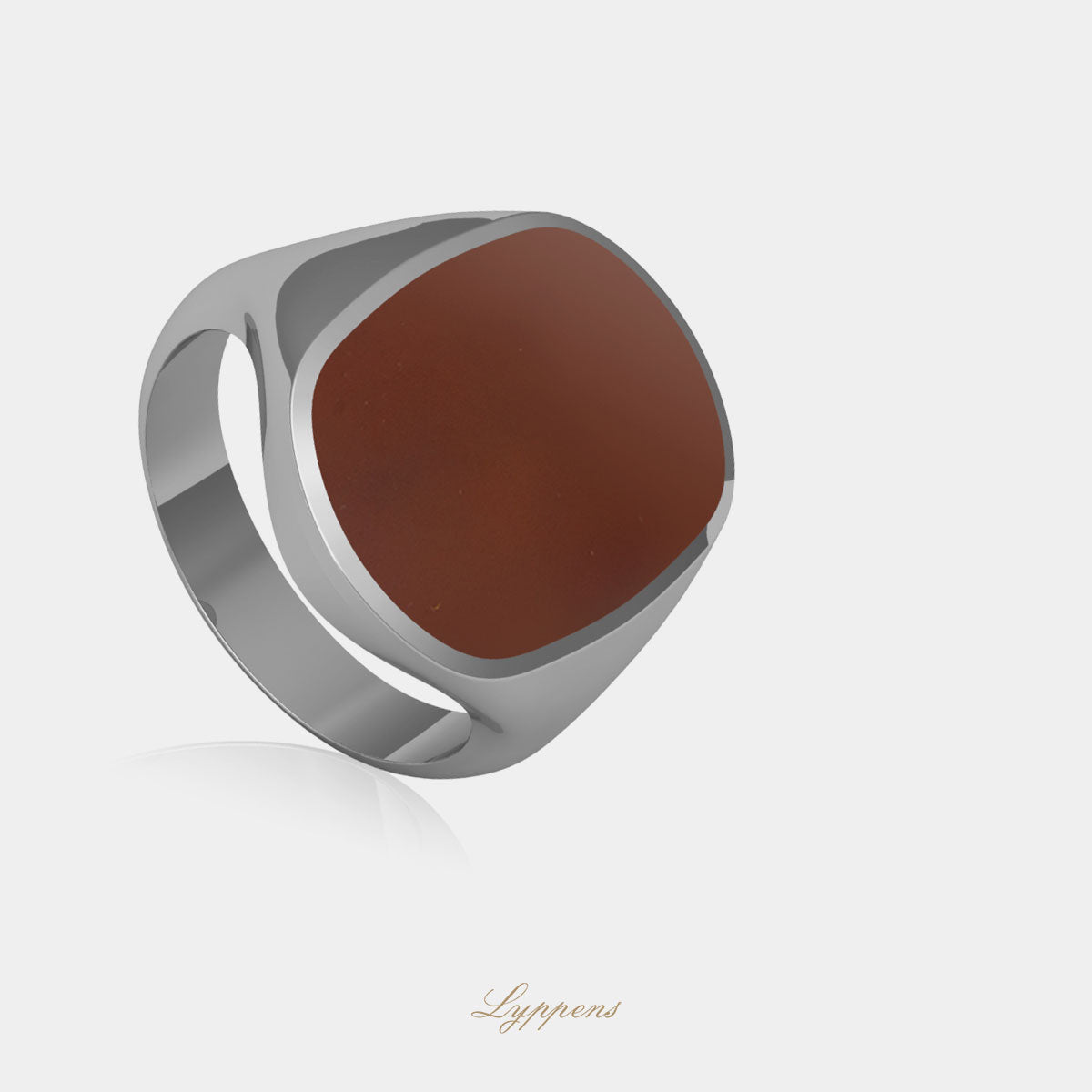 White gold signet ring with carnelian