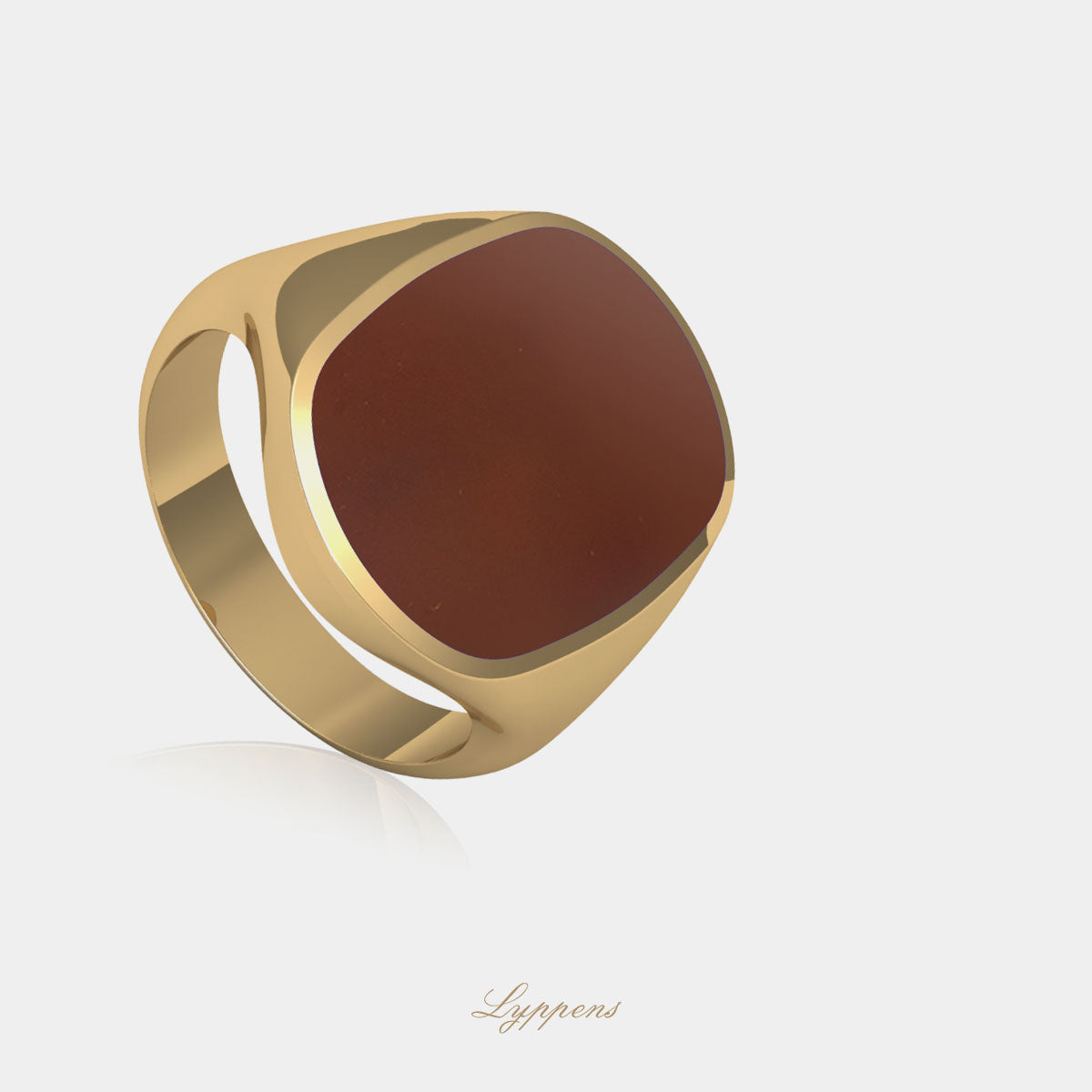 Yellow gold signet ring with Carnelian