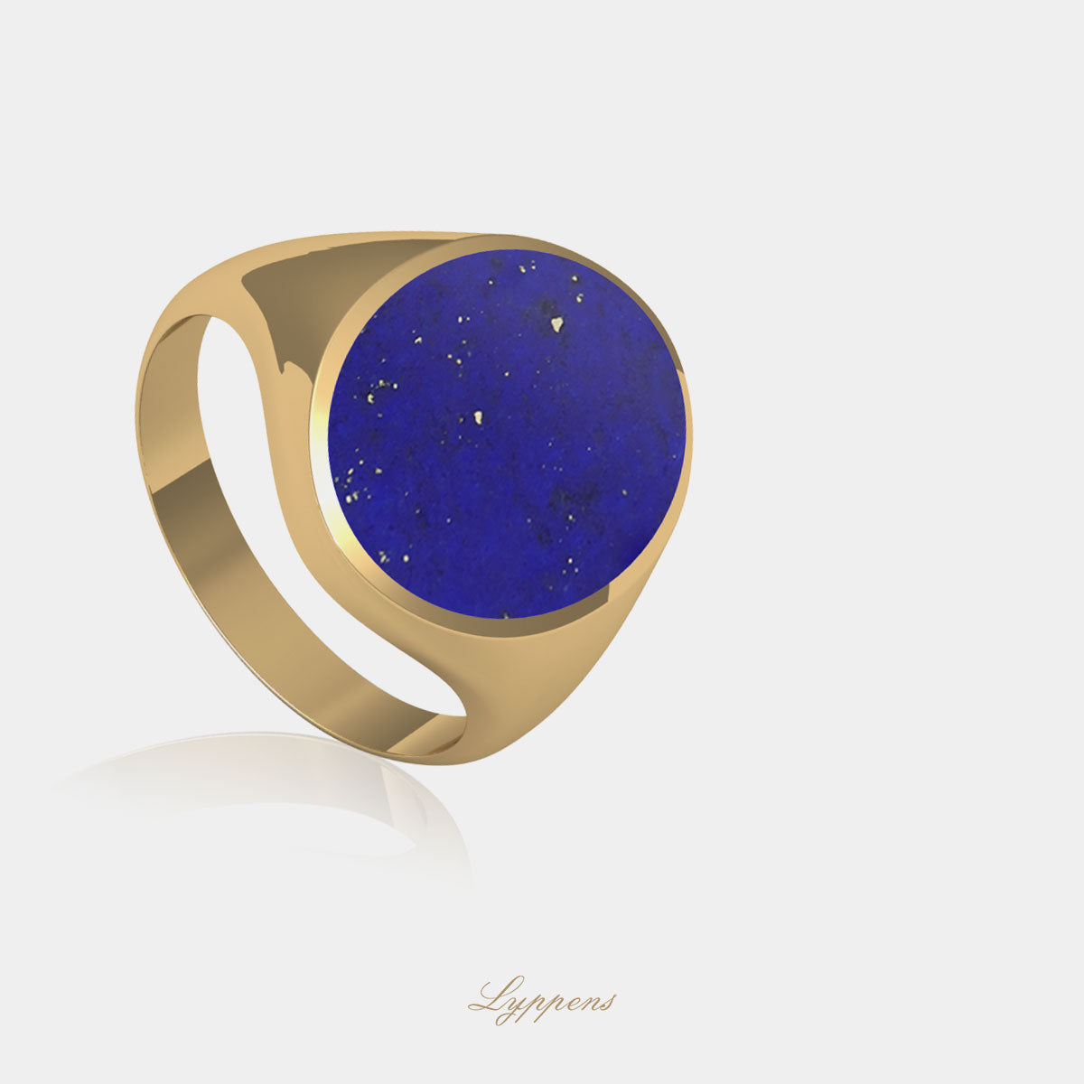 Yellow gold signet ring with lapis lazuli