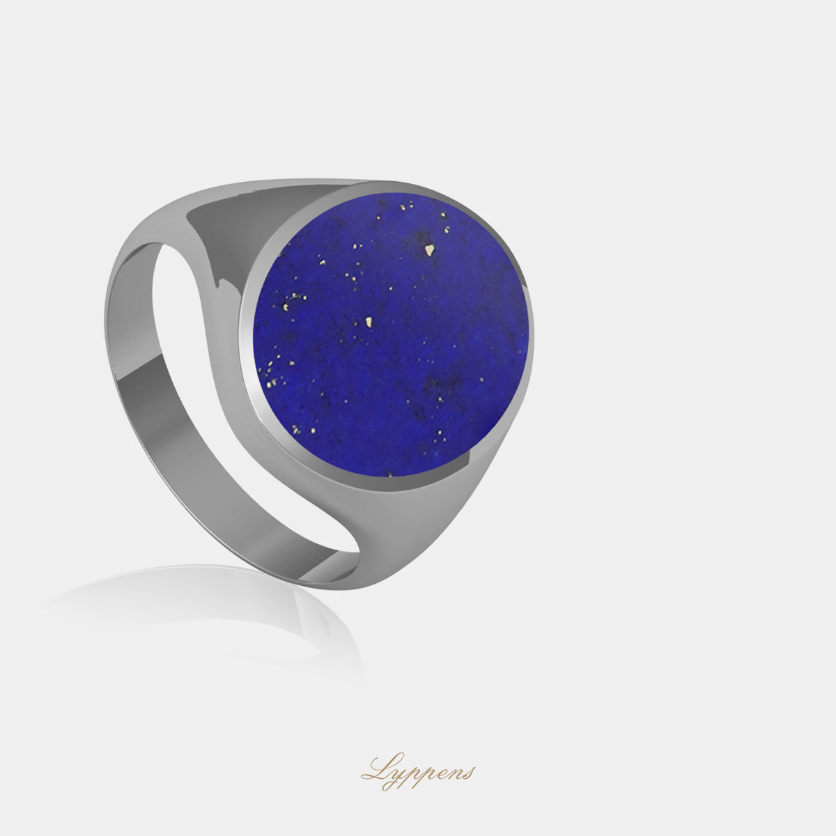 White gold signet ring with lapis lazuli