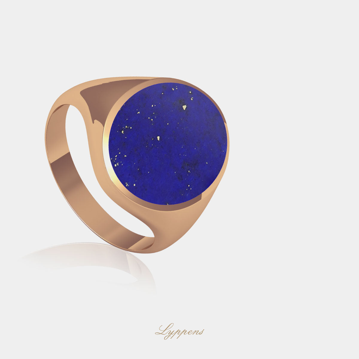 Rose gold signet ring with lapis lazuli