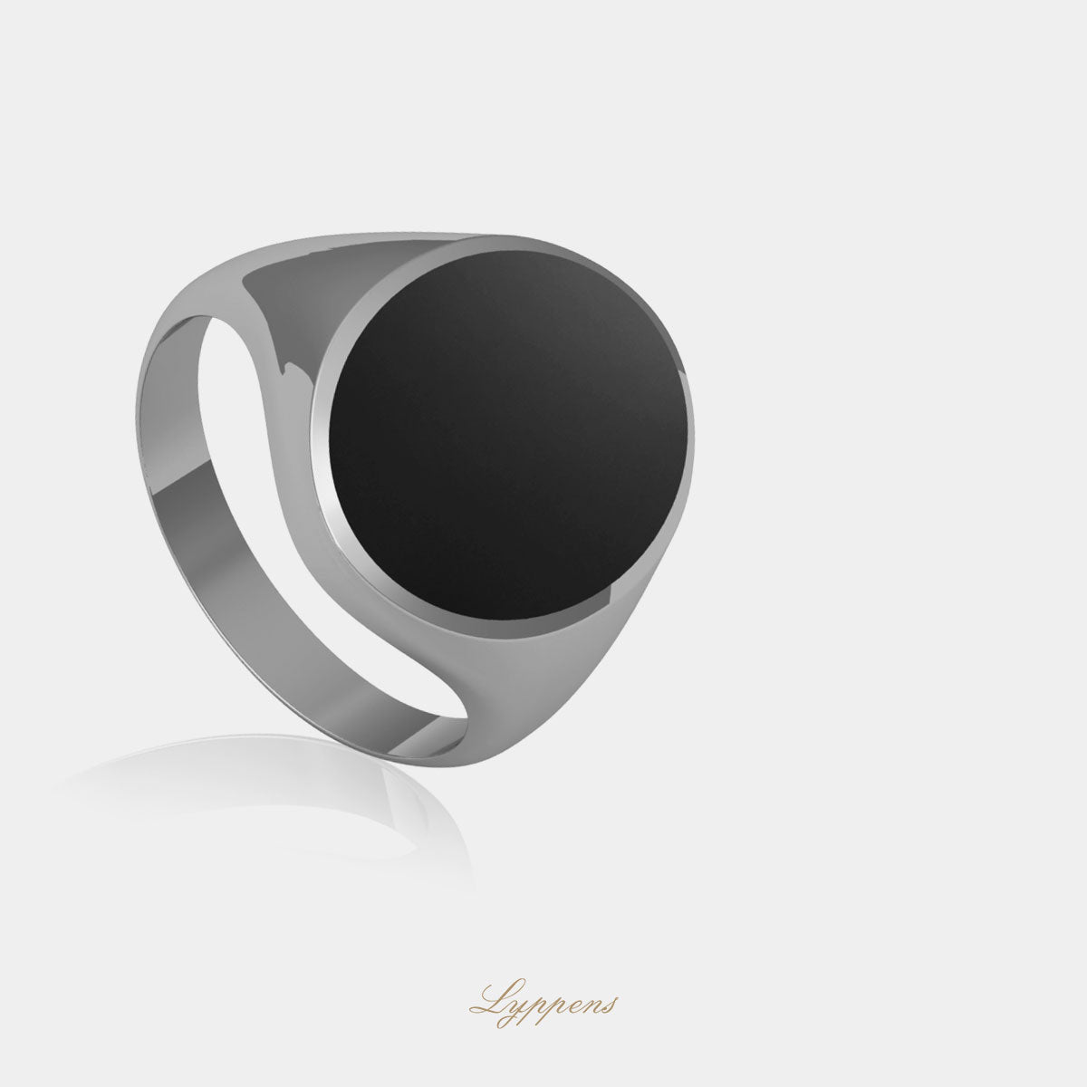 White gold signet ring with onyx