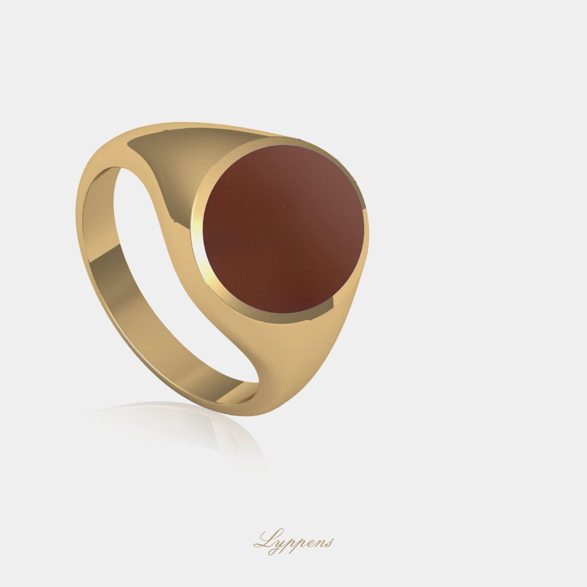 Yellow gold signet ring with carnelian