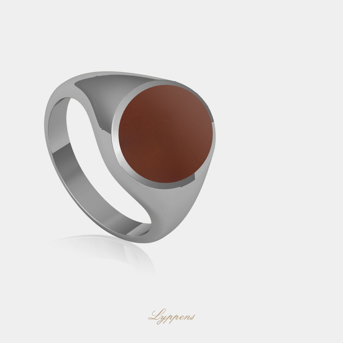 White gold signet ring with carnelian