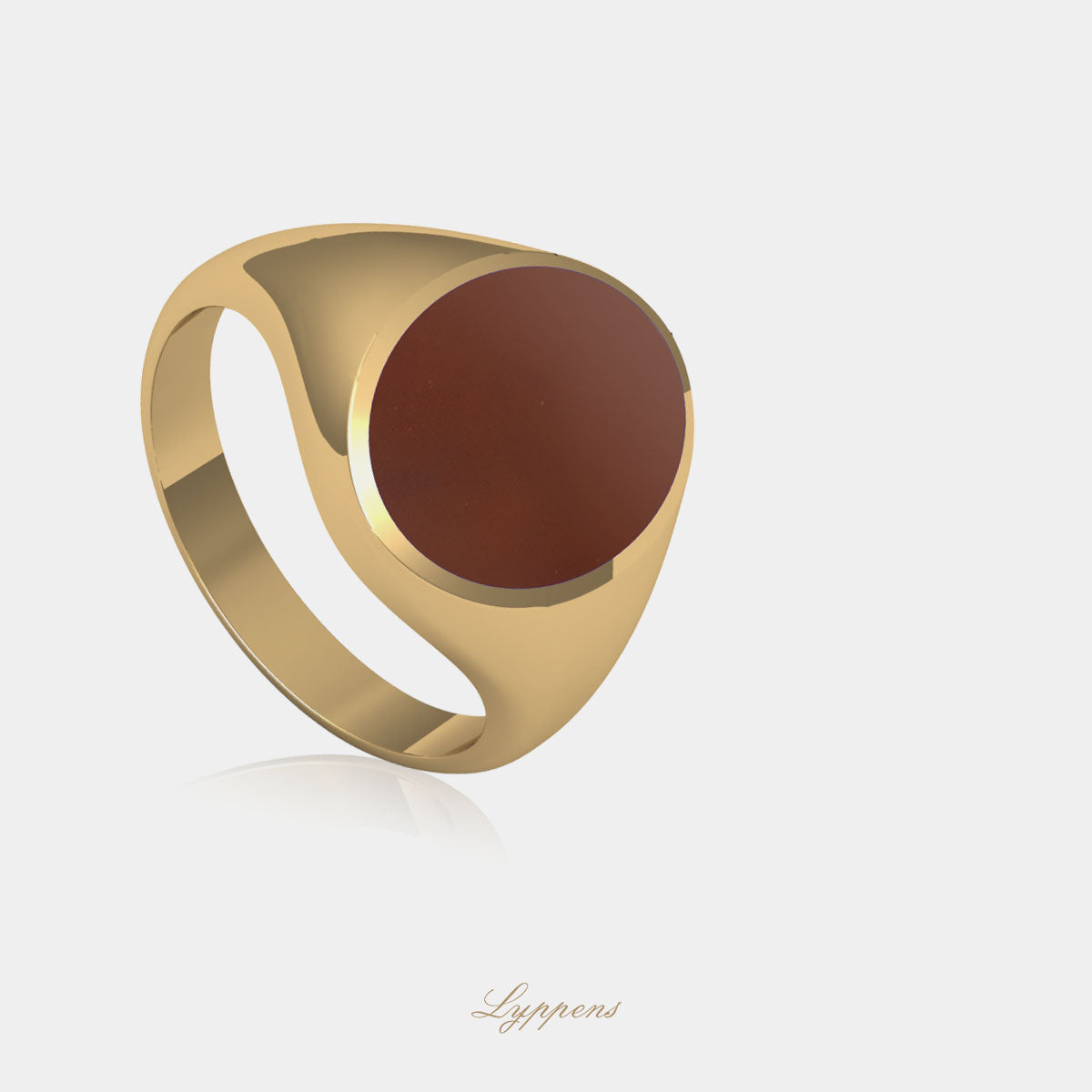 Yellow gold signet ring with carnelian