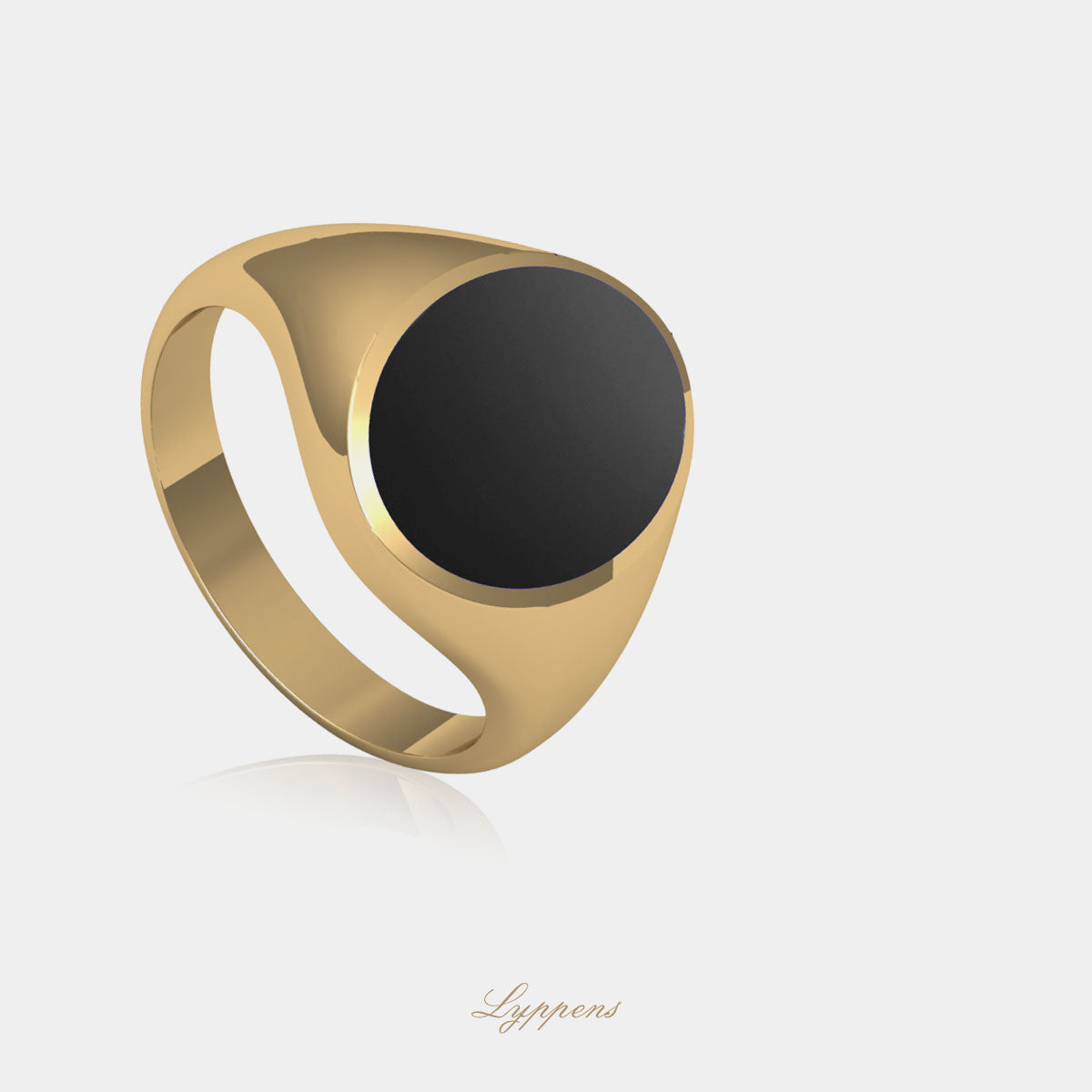 Yellow gold signet ring with onyx