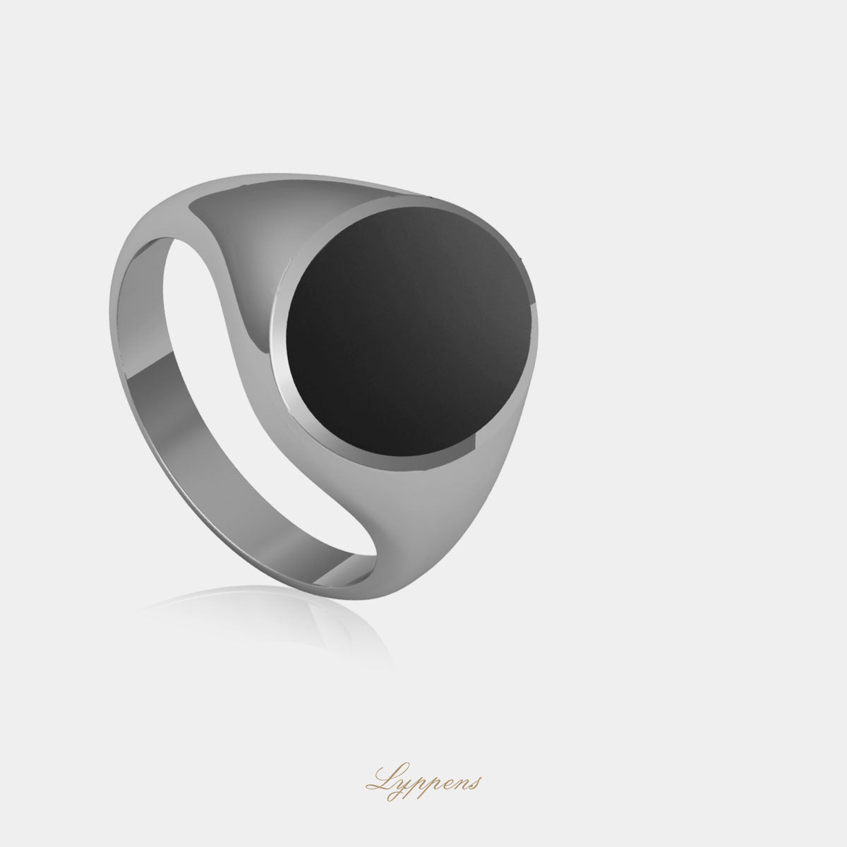 White gold signet ring with onyx