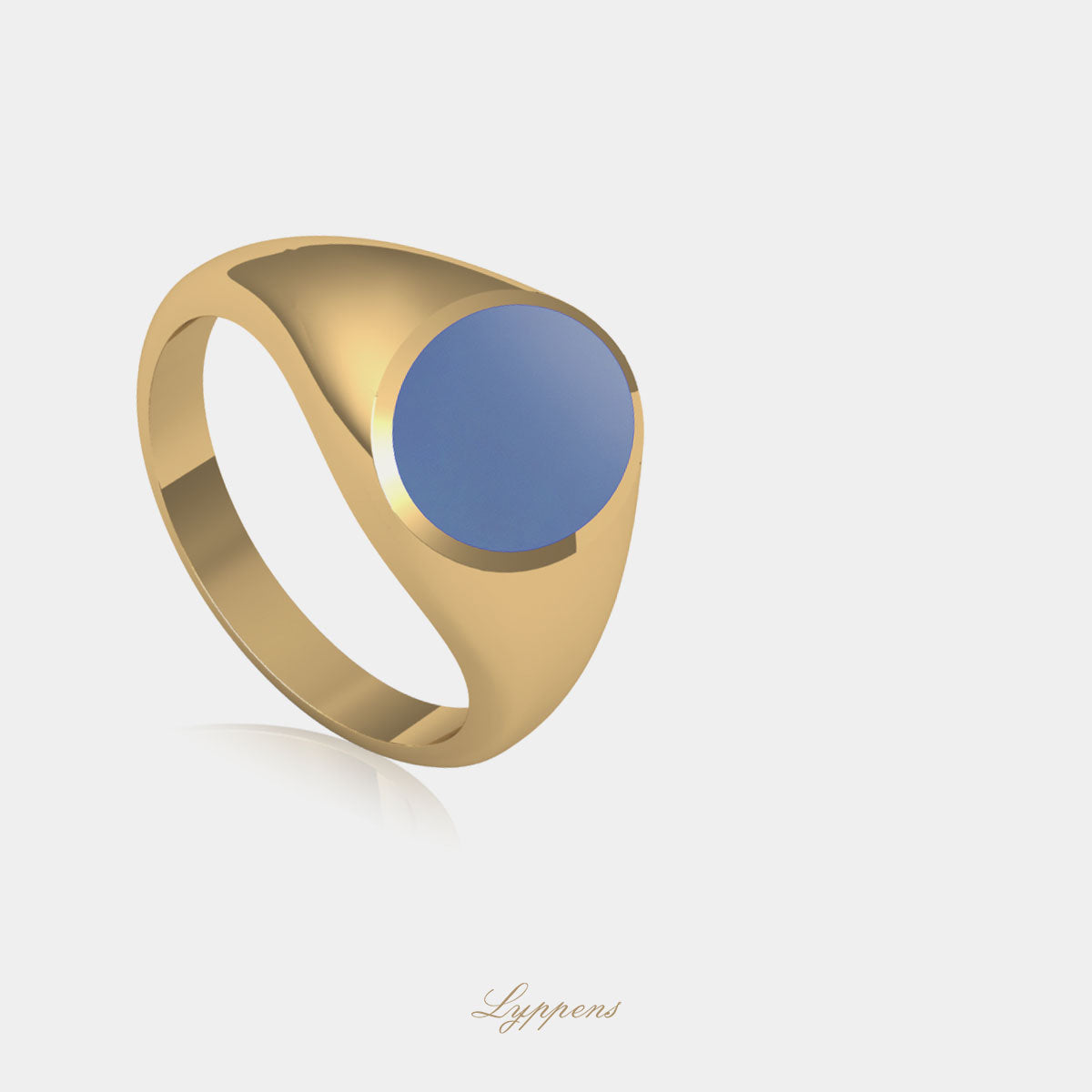 Yellow gold signet ring with layer stone