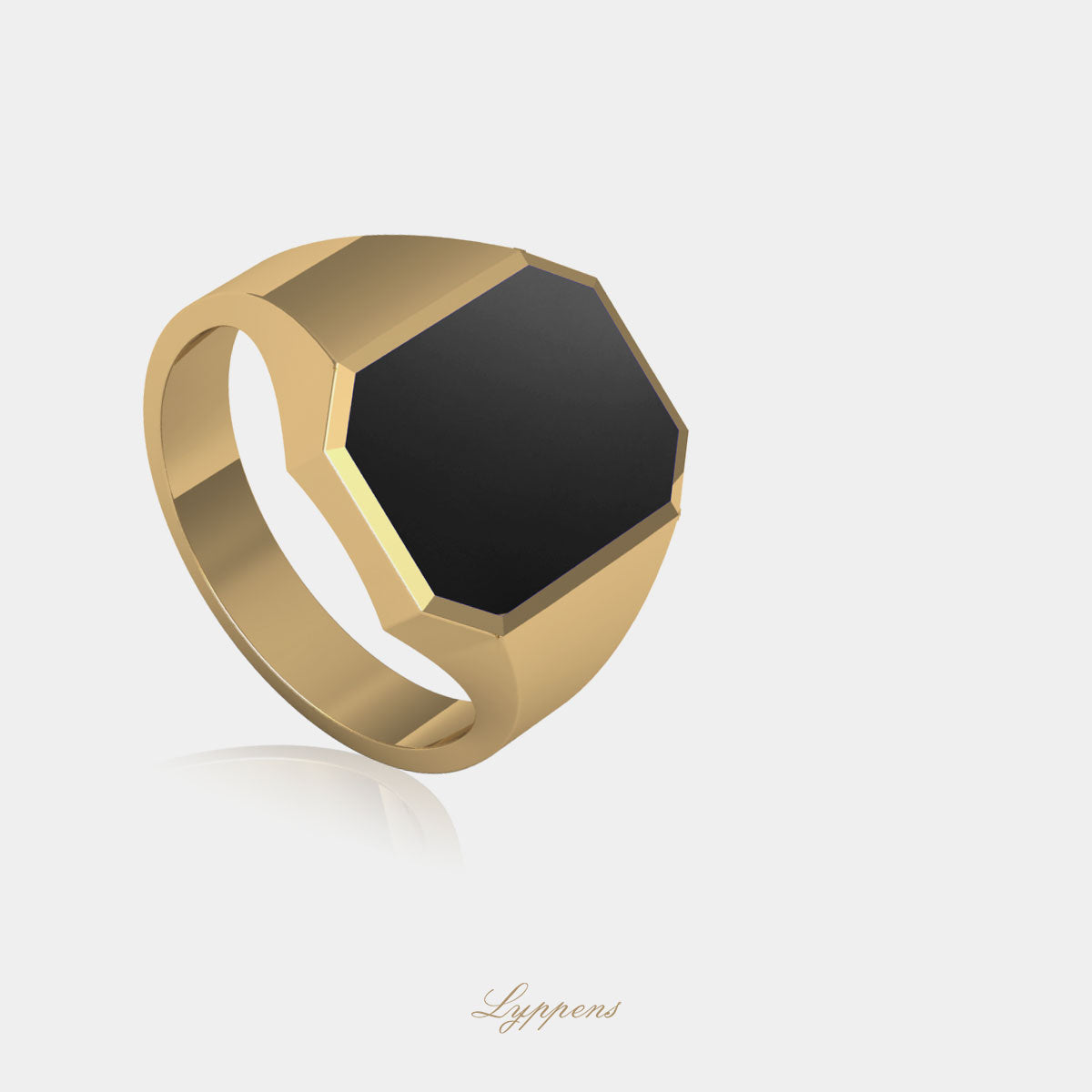 Yellow gold signet ring with onyx