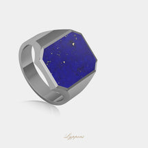 Witgoud met lapis lazuli