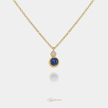 Geelgoud met saffier en diamant