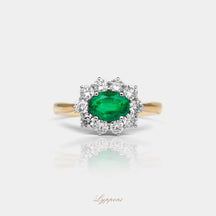 Geelgoud met smaragd en diamant