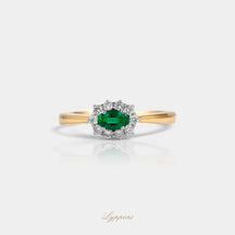 Geelgoud met Smaragd en diamant