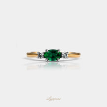 Geelgoud met smaragd en diamant