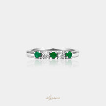 Witgoud met smaragd en diamant