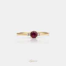 Geelgoud met robijn en diamant