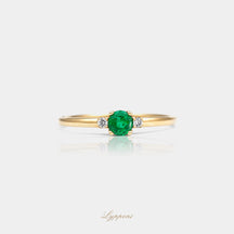 Geelgoud met smaragd en diamant
