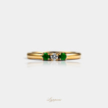 Geelgoud met smaragd en diamant