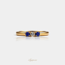 Geelgoud met saffier en diamant