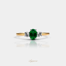 Geelgoud met smaragd en diamant