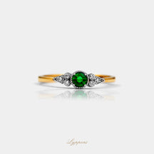 Geelgoud met smaragd en diamant