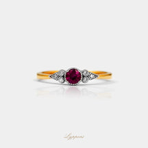 Geelgoud met robijn en diamant